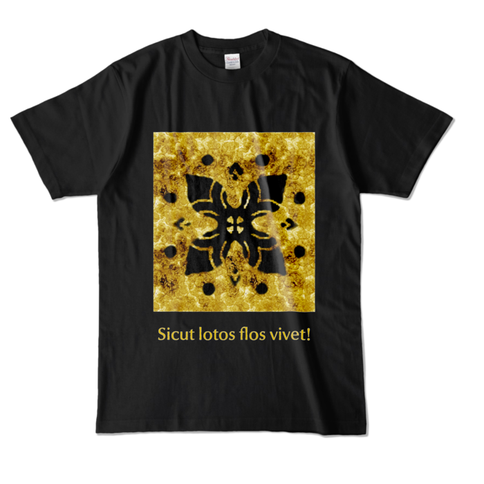 カラーTシャツ - L - ブラック (濃色)×カーキ