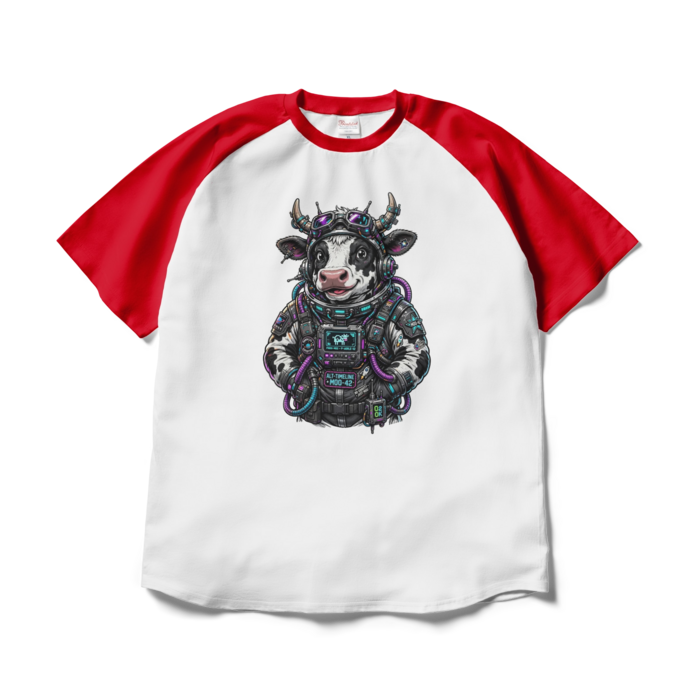 ラグランTシャツ - XL - ホワイト×レッド