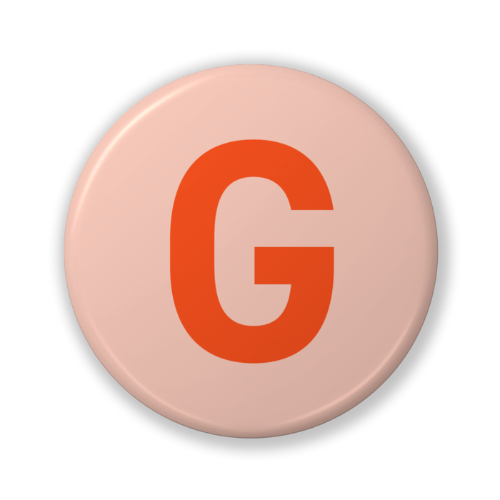【G(ジー)】〈オレンジ〉缶バッジ- 32mm
