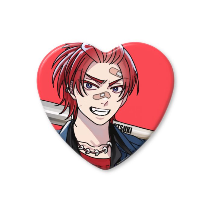 猪里勝吾ハート缶バッジ - 57 × 52.5mm(3)