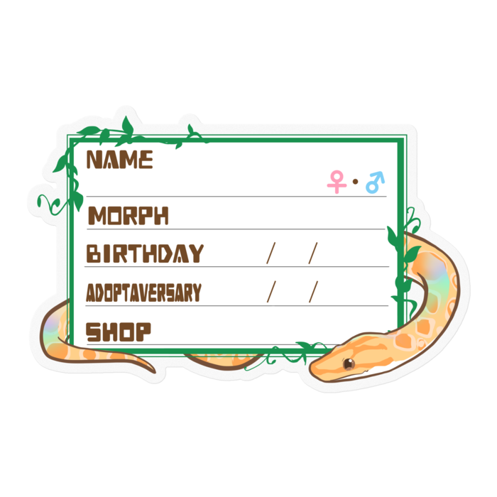 【🐍お名前ステッカー】ブラニジ(アルビノ) ‐ツタ(英語)