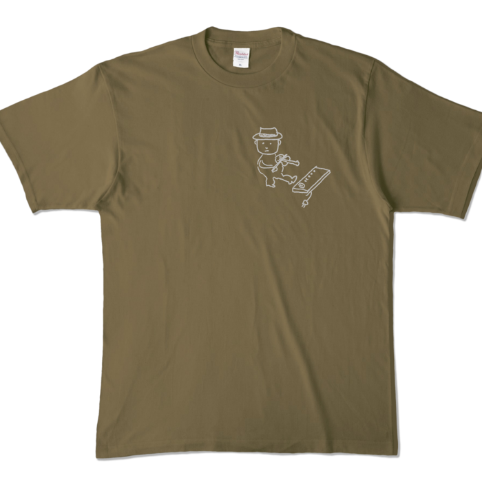 Tシャツ - XL - オリーブ (濃色)-キャラ小