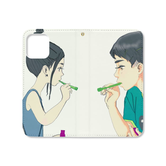 手帳型iPhoneケース(ベルトなし) - iPhone12 / 12 Pro - ストラップ穴 あり