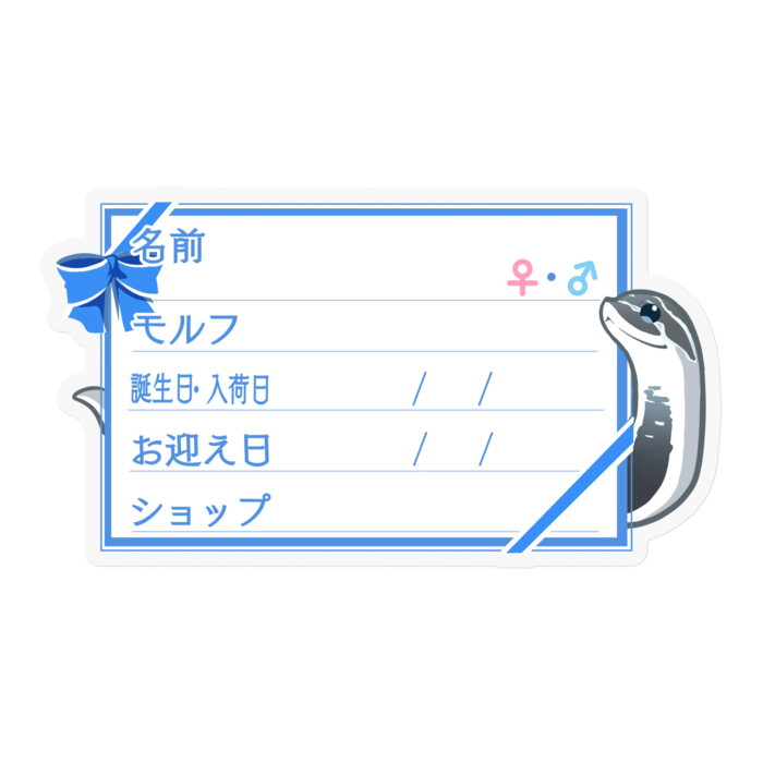 【🐍お名前ステッカー】シシバナ(アザンスーパーコンダ) ‐ リボン/ブルー
