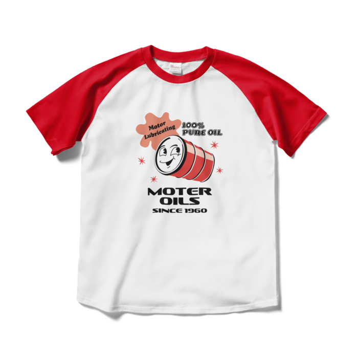ラグランTシャツ - M - ホワイト×レッド