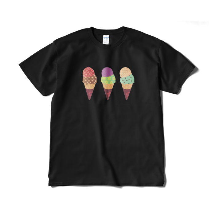 和柄アイスTシャツ（短納期） - XL - ブラック