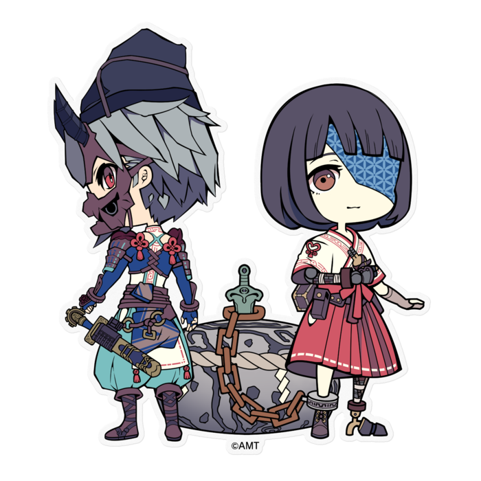 『オノゴロ物語』ハル&マサタケ(B)ステッカー - 160 x 160 (mm) - クリア