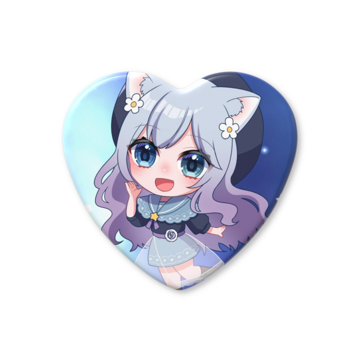 ハート缶バッジ - 57 × 52.5mm