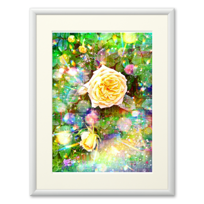 a-1618 黄色い薔薇 Yellow roseでプリモアート(複製画)作りました。(⁠^⁠^⁠)/