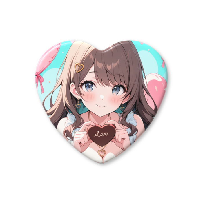 ハート缶バッジ - 57 × 52.5mm