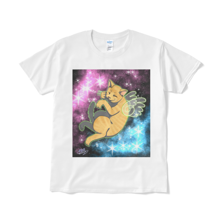 なぜか宇宙ネコ！Tシャツ（短納期） - L - ホワイト