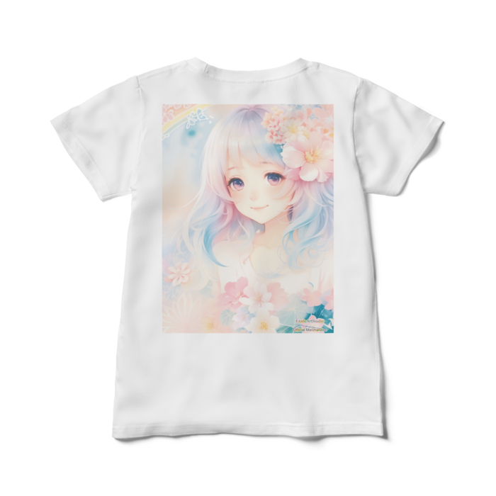 (背面プリント)「夢見る瞳6」レディースTシャツ - L - 白