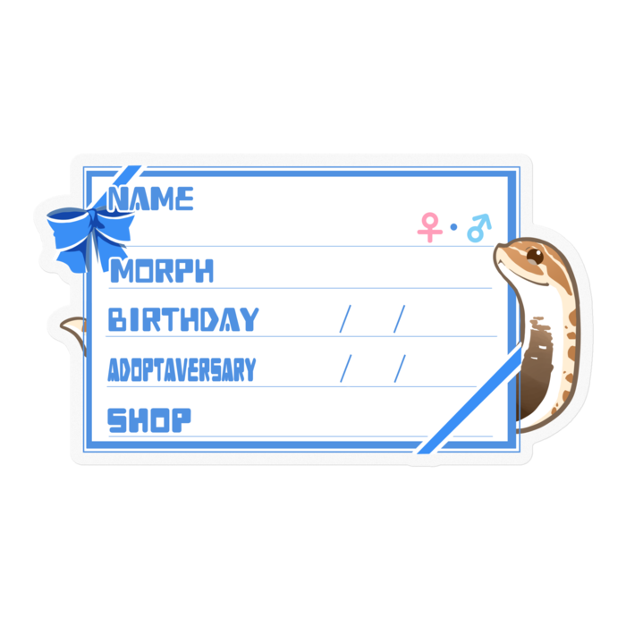 【🐍お名前ステッカー】シシバナ(アナコンダ) ‐リボン／ブルー(英語)