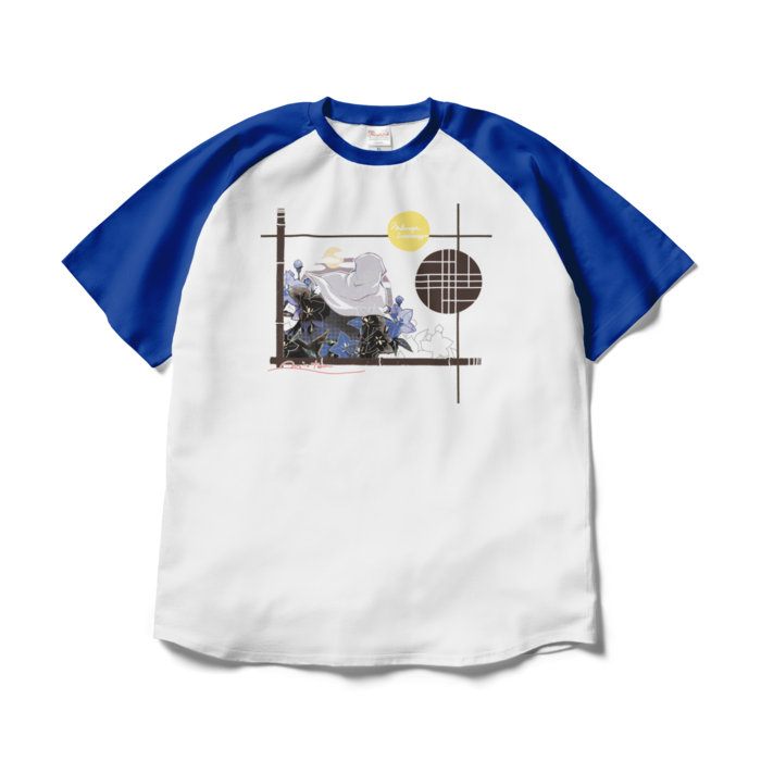 ラグランTシャツ - XL - ホワイト×ロイヤルブルー