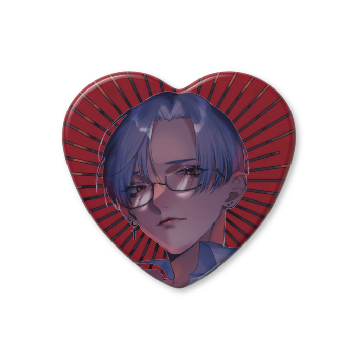 ハート缶バッジ - 57 × 52.5mm