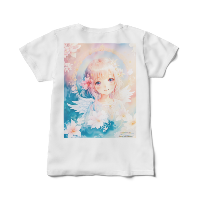 (背面プリント)「夢見る瞳7」レディースTシャツ - M - 白