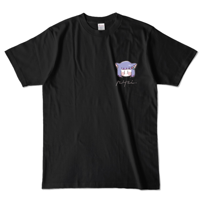 胸元ワンポイントver.カラーTシャツ - L - ブラック (濃色)