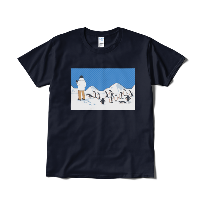 Tシャツ短納期　青色×紺色　L