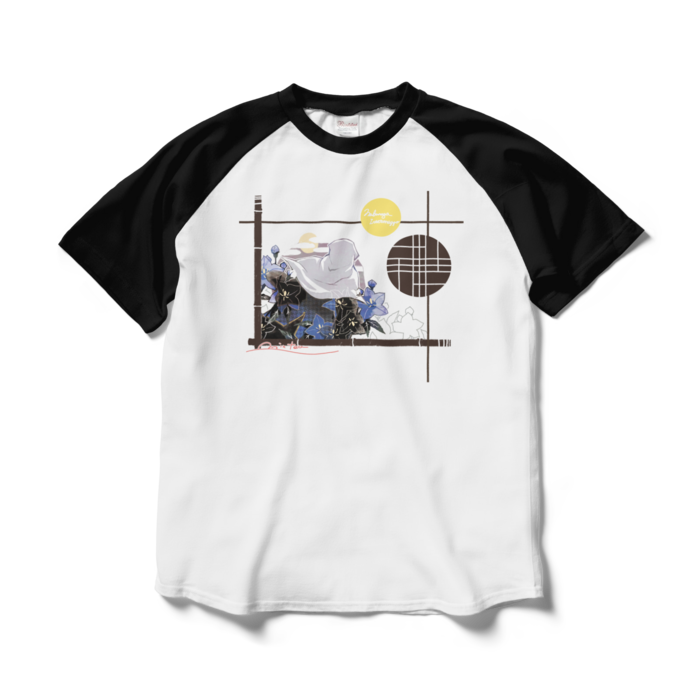 ラグランTシャツ - L - ホワイト×ブラック