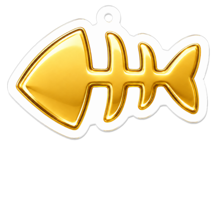 魚の骨アクリルキーホルダー - 50 x 50 (mm)