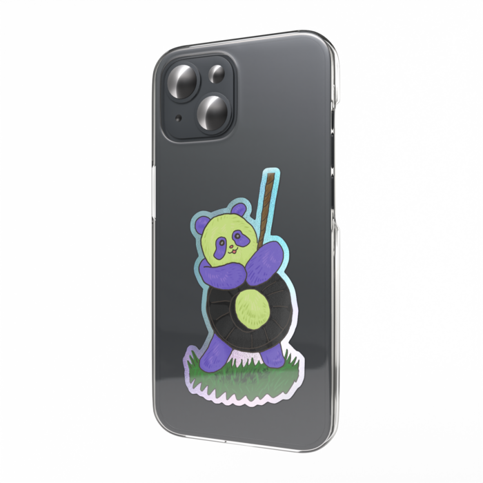 オーロラスマホステッカー - パンダ緑紫