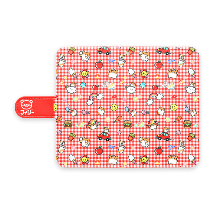 手帳型Androidケース - S - ストラップ穴 あり(赤)