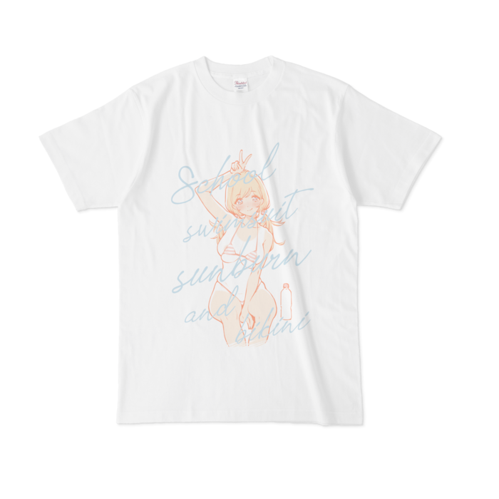 Tシャツ - L - 白【水色】