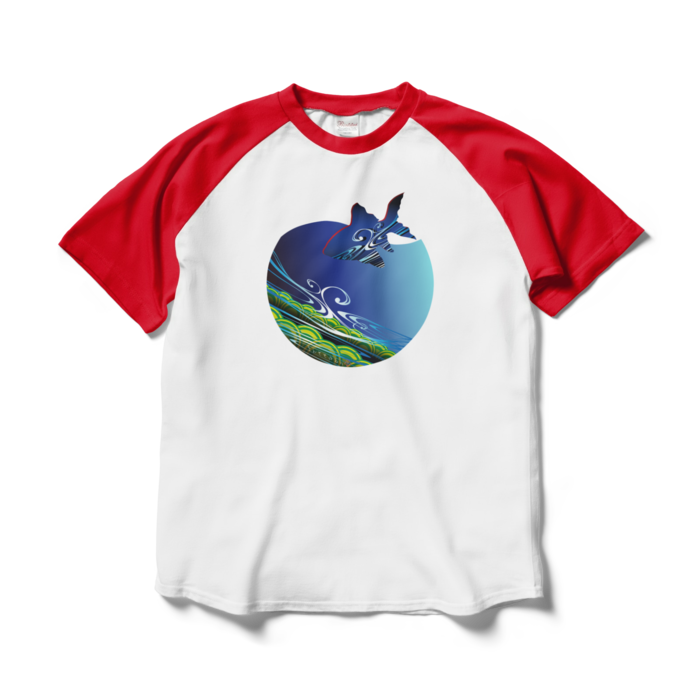 ラグランTシャツ - L - ホワイト×レッド