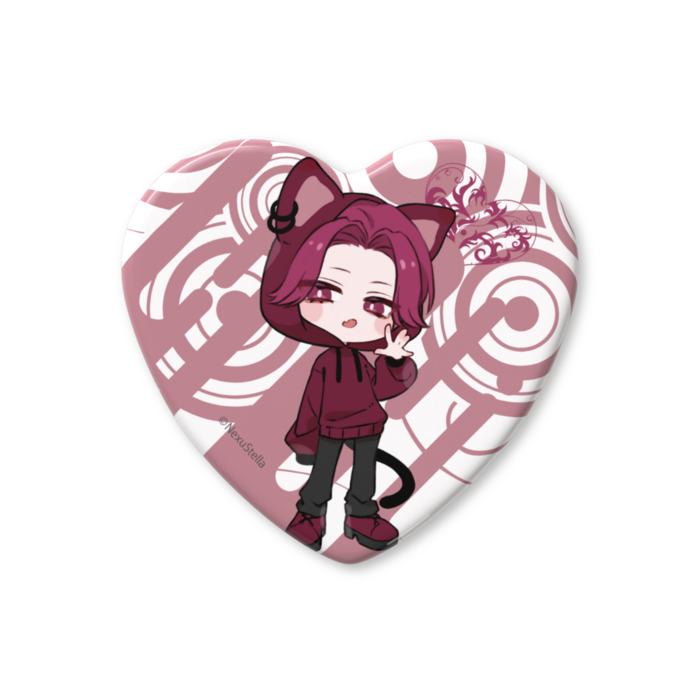 ハート缶バッジ - 57 × 52.5mm