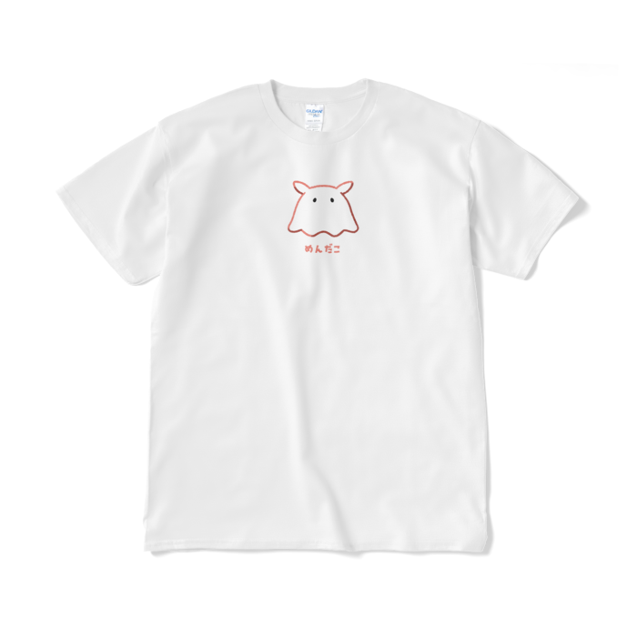 めんだこ（線画ピンク／文字あり）Tシャツ - XL - ホワイト
