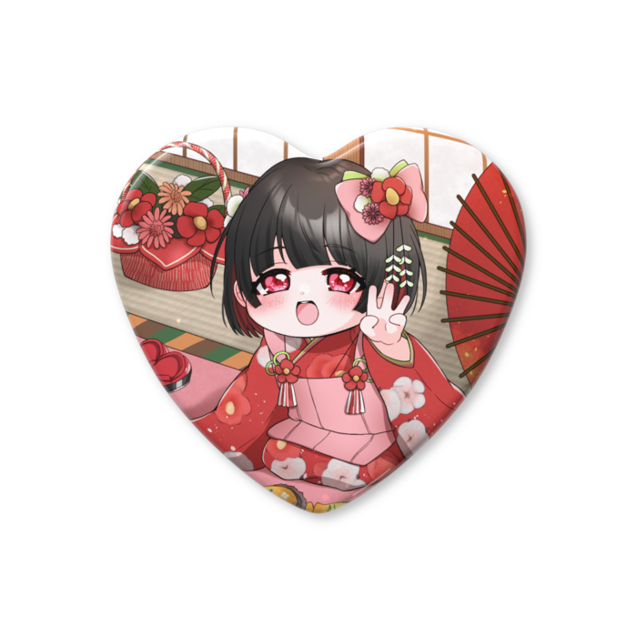 ハート缶バッジ - 57 × 52.5mm