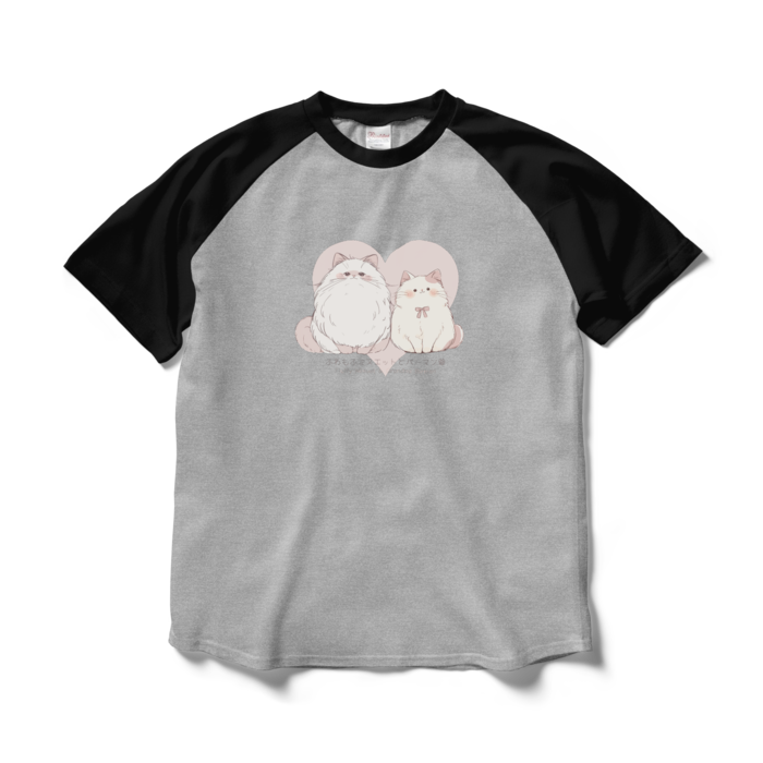 ラグランTシャツ - L - 杢グレー×ブラック