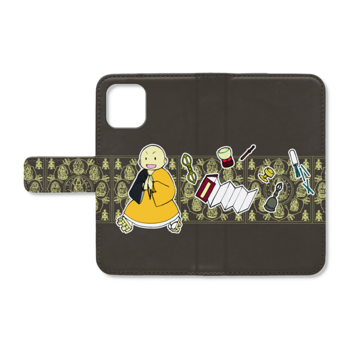 手帳型iPhoneケース - iPhone12 mini - ストラップ穴 なし（ブラウン）