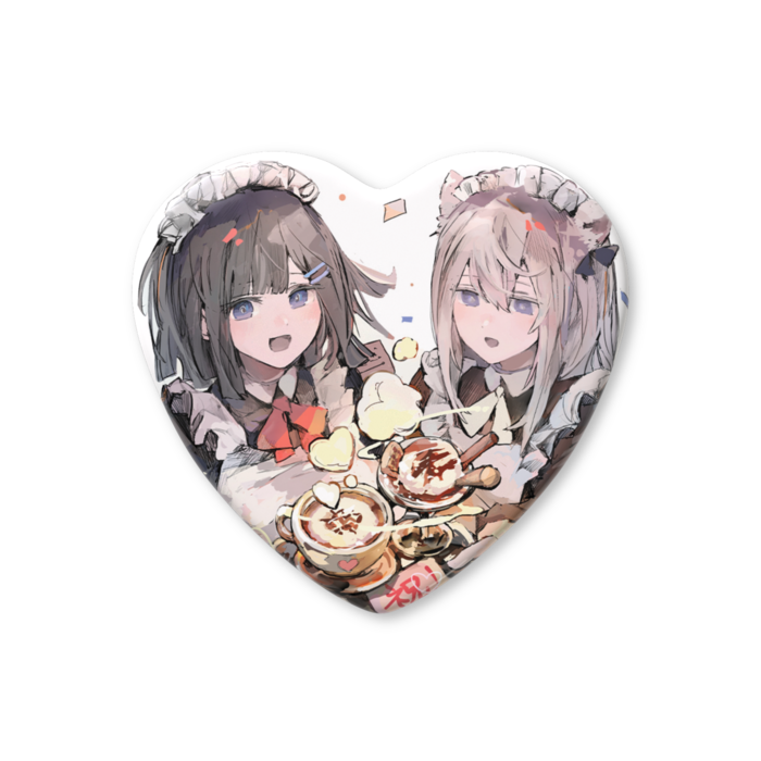 ハート缶バッジ - 57 × 52.5mm