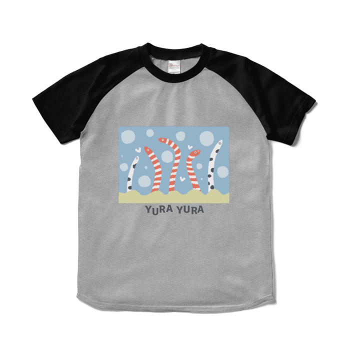 ラグランTシャツ - S - 杢グレー×ブラック