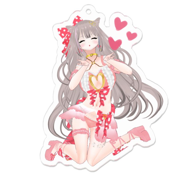目を閉じてꔛ♡Pink ver.キーホルダー(通常版)(closed eyes♡Pink ver.keychain standard)- 70 x 70 (mm)(2)