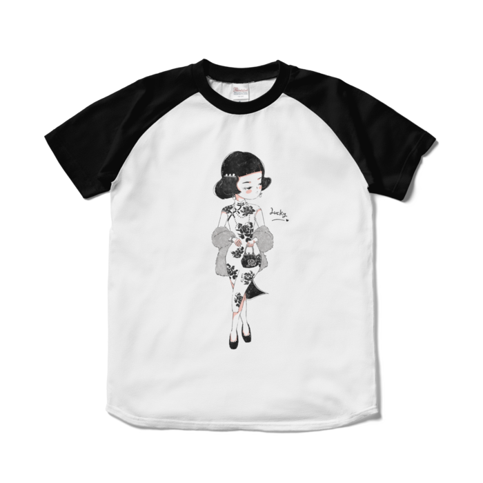 ラグランTシャツ - S - ホワイト×ブラック