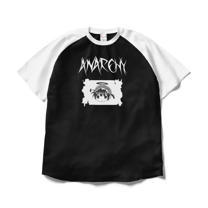 ラグランTシャツ - XL - ブラック×ホワイト