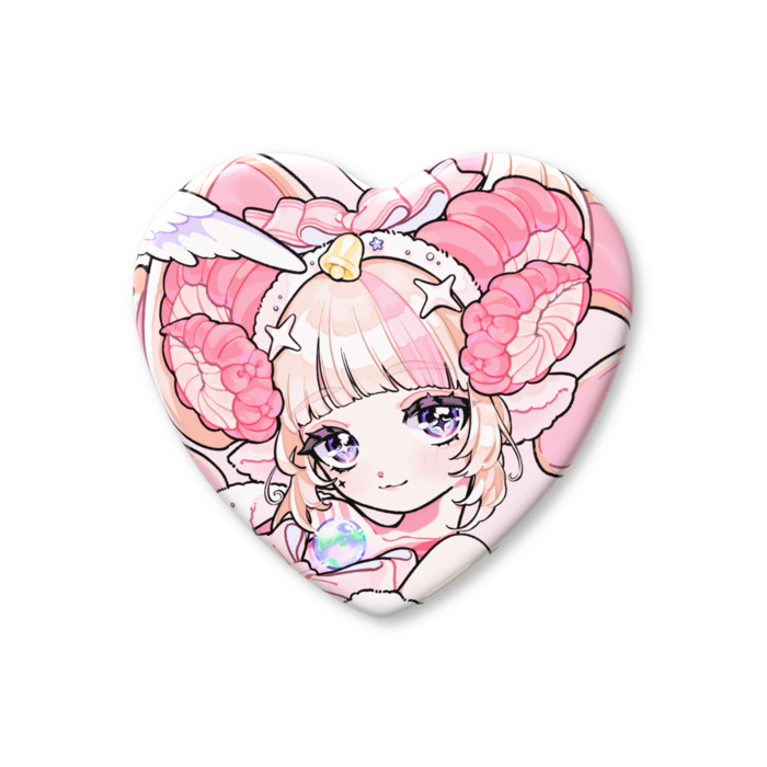 ハート缶バッジ - 57 × 52.5mm