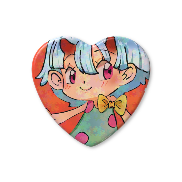 ハート缶バッジ - 57 × 52.5mm