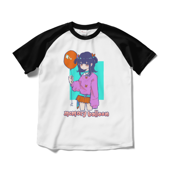 ラグランTシャツ - M - ホワイト×ブラック