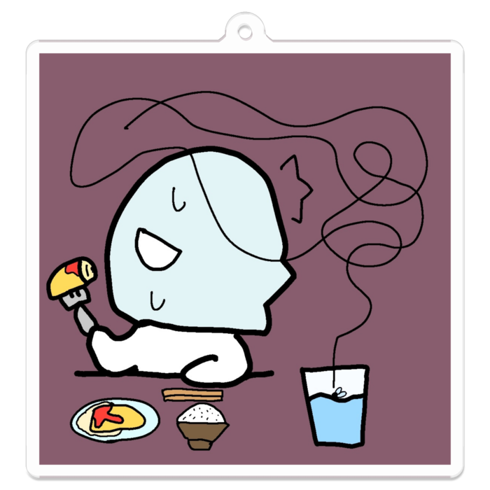 アクリルキーホルダー - 70 x 70 (mm) - ご飯のどれかに小蝿がダイブイン！