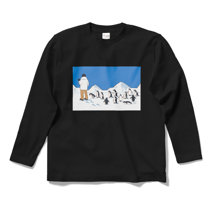 ロングスリーブTシャツ　青色×黒色　S