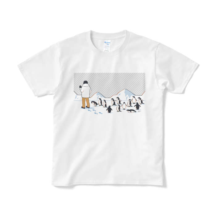 Tシャツ短納期　灰色×白色　S