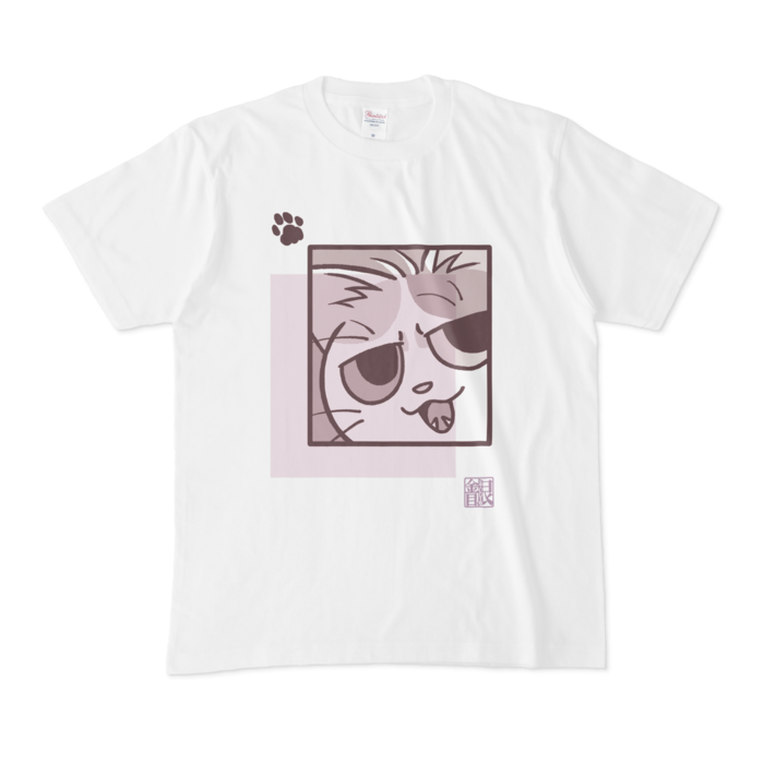 猫柄Tシャツ藤 - M