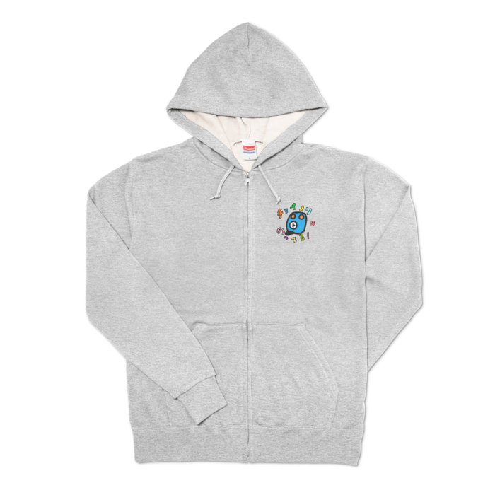 ジップパーカー - L - 杢グレー（ブルー）