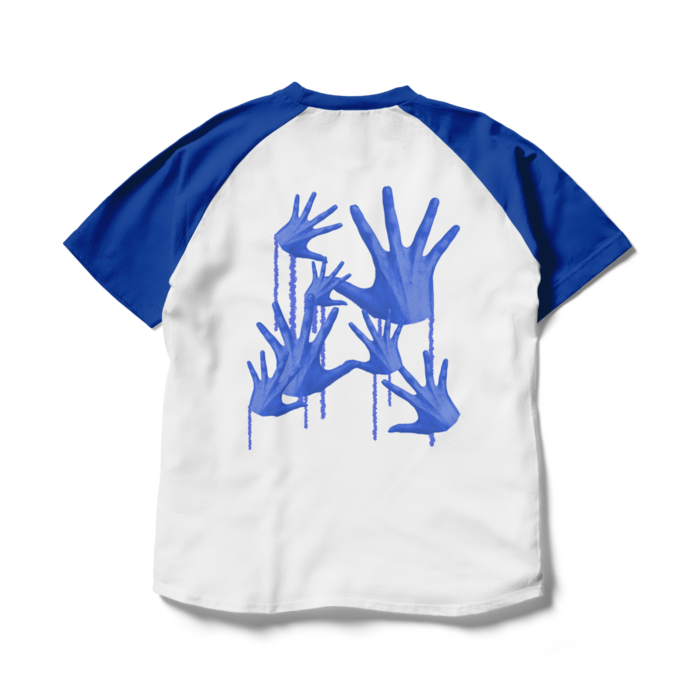 ラグランTシャツ - L - ホワイト×ロイヤルブルー