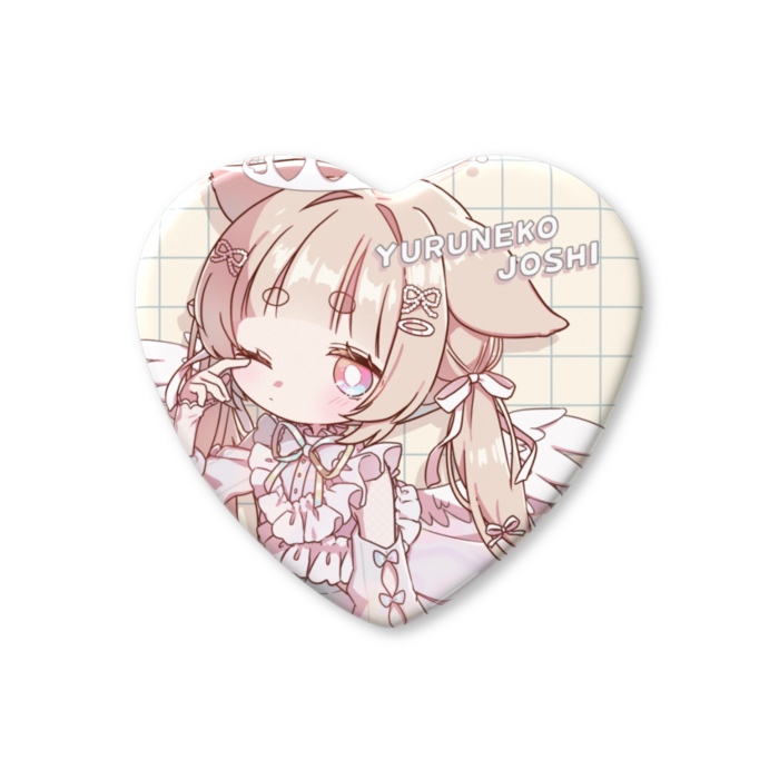 ハート缶バッジ - 57 × 52.5mm