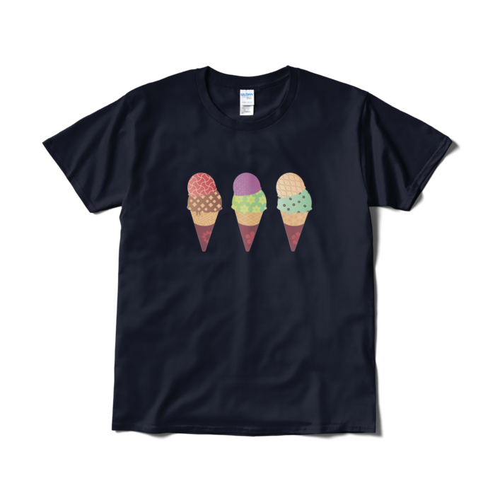 和柄アイスTシャツ(短納期) - L - ネイビー