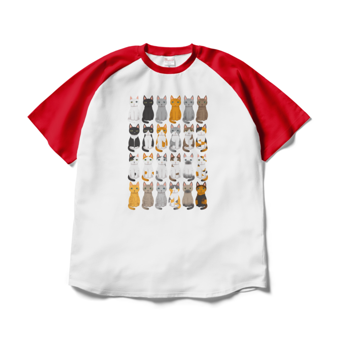 ラグランTシャツ - XL - ホワイト×レッド